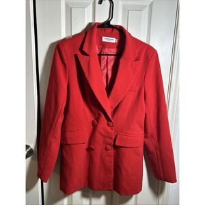 LISUEYNE Womens Size XL Red‎ Blazer Button Lined Polyester/Spandex Business